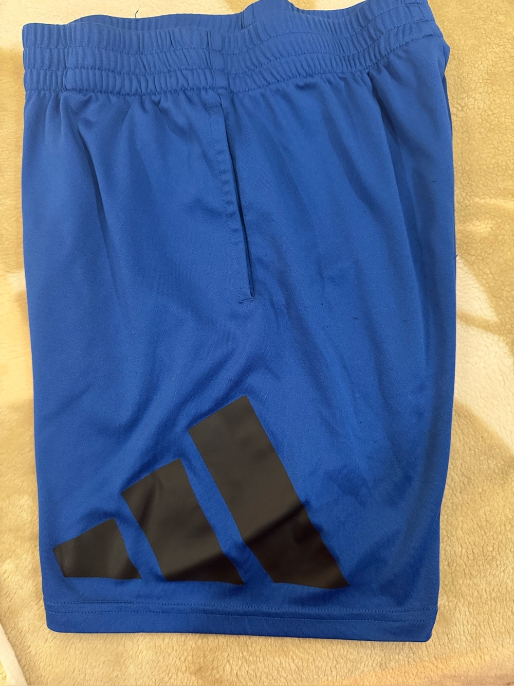 Adidas Boys  Blue Athletic Shorts with Black Logo size 10-12 M